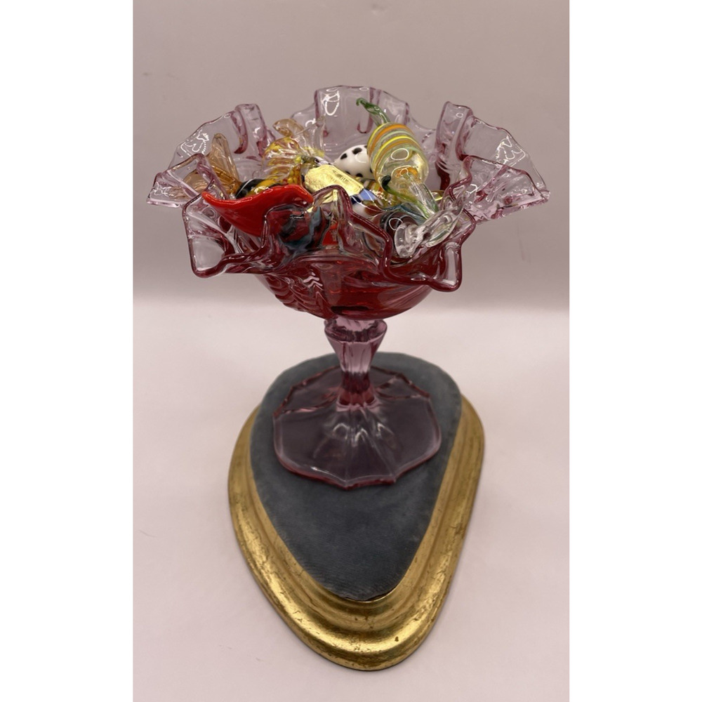 Vintage Fenton Empress Cranberry Colonial Pink Footed Pedestal Compote - Picture 6 of 12